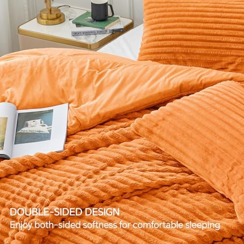 BEDELITE Fleece Twin/Twin XL Comforter Set, Fluffy Bed Set, Burnt Orange - Image 4