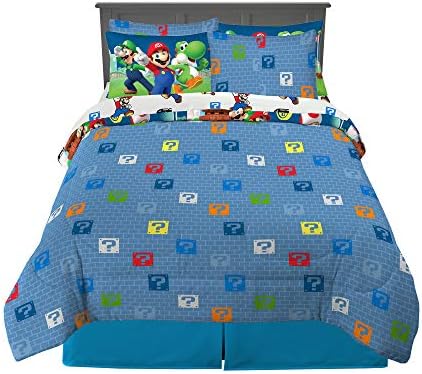 Super Mario Kids Bedding Set, Full Size 7 Piece Comforter and Sheet Set - Image 2