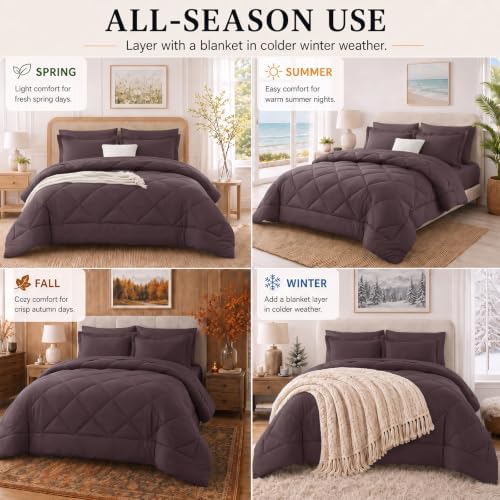 CozyLux Oversized King Comforter Set 120"x98", 7 Piece, Cocoa Powder - Image 7