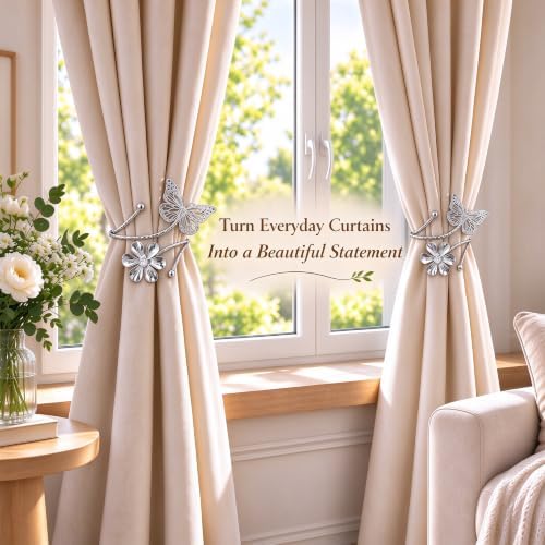 Butterfly Curtain Tiebacks, 4 Pack, No Drilling - Image 2