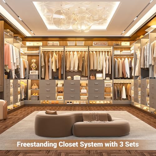 Aheaplus Closet System with 6 Drawers, 4 Hanging Rods & Corner Tower, Corner - Image 5