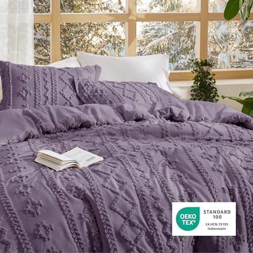 Bedsure Boho Grayish Purple Comforter Set Queen, Bedroom Decor Bedding Set - Image 5