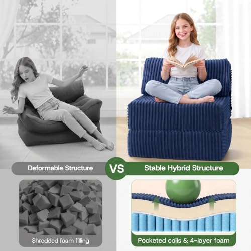Folding Sofa Bed Convertible 4 in 1 Sleeper Chair Blue Single - Image 3