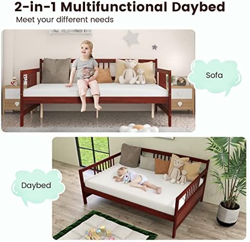 GIANTEX Full Size Daybed, Wooden Daybed Sofa Bed Frame - Image 5