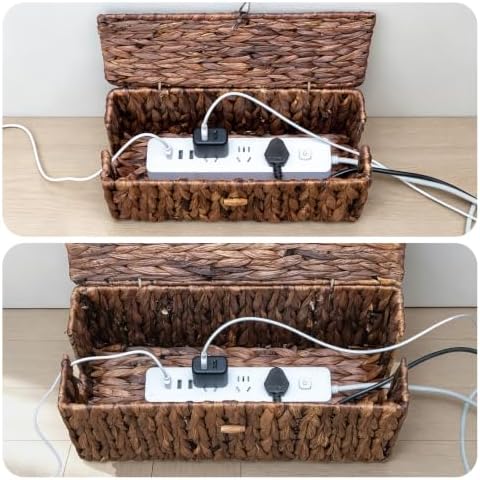 Cable Management Box with Lid, 2 Side Open Slots Storage Box to Hide Cords - Image 4