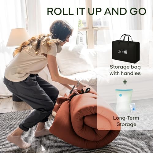 ZonLi Japanese Floor Futon Mattress 100% Cotton Cover Foldable Portable - Image 6