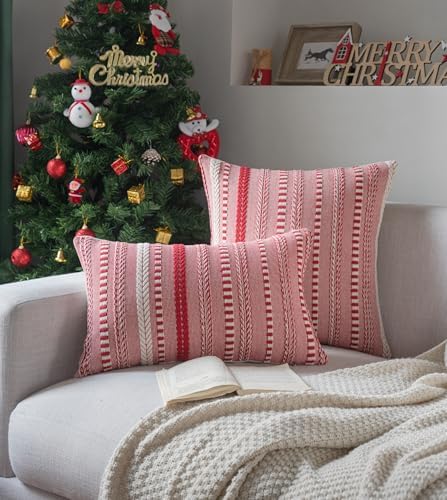 Cethom Christmas Pillow Covers 22x22 Inch Set of 2, Farmhouse Boho Christmas - Image 4