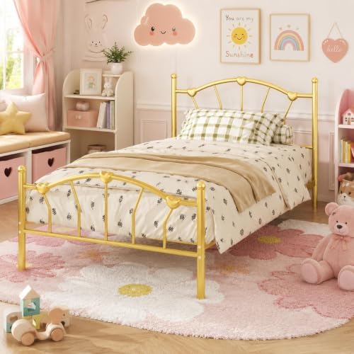 IMMERSTABLE Twin Metal Bed Frame, Heart-Shaped Platform Bed - Image 7