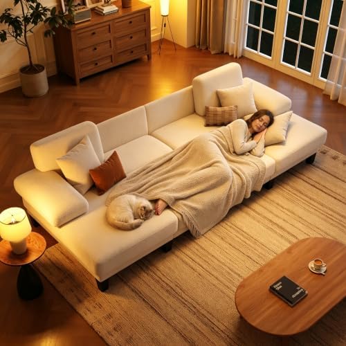 112'' U-Shaped Sectional Couch, Sleeper Sofa - Image 5