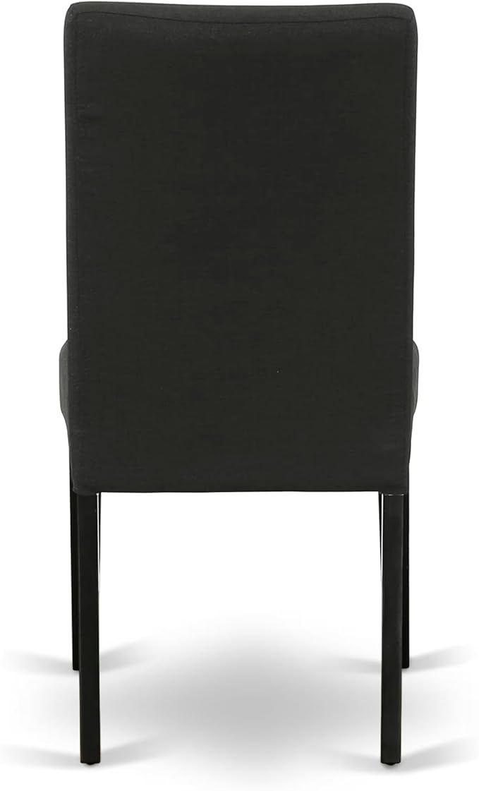 East West Furniture V677DR124-5 5 Piece Dining Room Table Set Includes a Rectangle Kitchen Table with V-Legs and 4 Black Color Linen Fabric Parson Dining Chairs, 40x72 Inch, Multi-Color