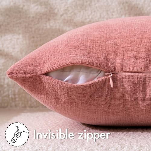 MIULEE Coral Red Chenille Couch Throw Pillow Covers - Image 3