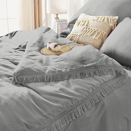 Andency Queen Comforter Set, 7 Pieces Medium Grey Bedding - Image 5