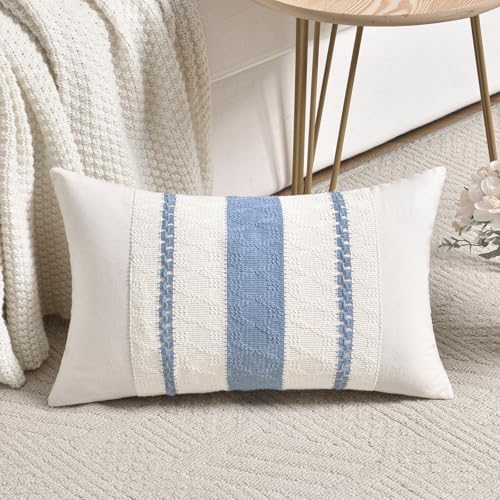 Fancy Homi Set of 1 Boho Light Blue Long Lumbar Decorative Throw Pillow Cover by Fancy+Homi