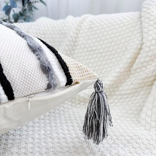 NUYECY Boho Throw Pillow Covers 18x18 Aesthetic Neutral Boucle Couch Pillow - Image 3
