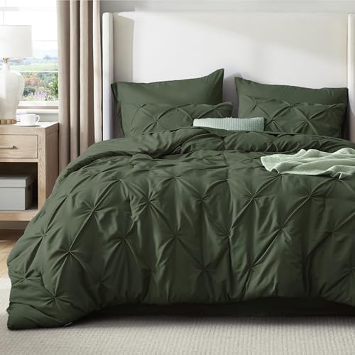 Bedsure 7-Piece Full Size Comforter Sets & Sheets, Olive Green Full Bedding - Image 3