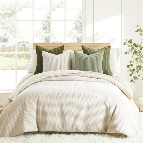 Topfinel Green White Spring Pillow Covers 22x22 Set of 4 Boho Cushion Covers - Image 4