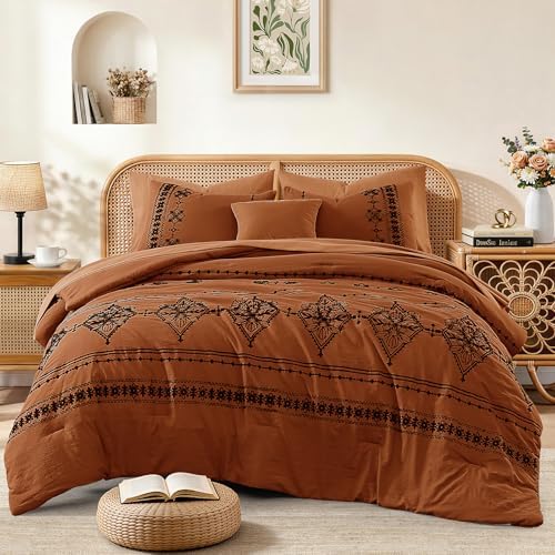 MaiRêve King Size Comforter Set Embroidery Floral 7 Pieces Bed in a Bag by MaiR%C3%AAveHomeCollection