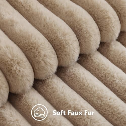 decorUhome Fall Faux Fur Throw Pillow Covers 20x20 Set of 2 Khaki Brown - Image 2