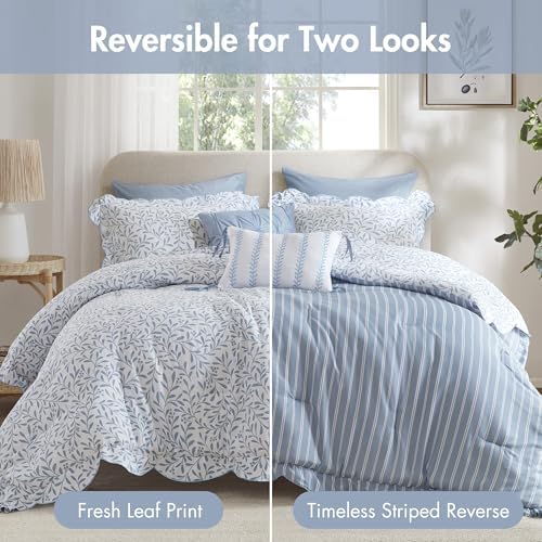 Madison Park Blue Floral Comforter Set Queen - Image 3