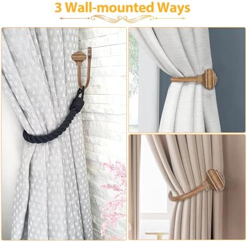 Wood Curtain Holdbacks, Decorative Drapery Tiebacks, 2 Pack/1 Pair - Image 4