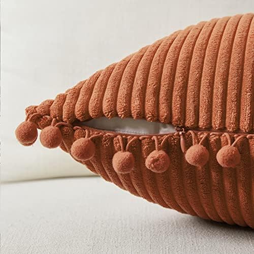 Fancy Homi 2 Pack Rust Lumbar Decorative Throw Pillow Covers 14x24 Inch - Image 3