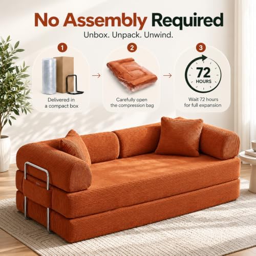 78.8" Convertible Futon Sofa Bed, Boneless Sleeper Couch - Image 4
