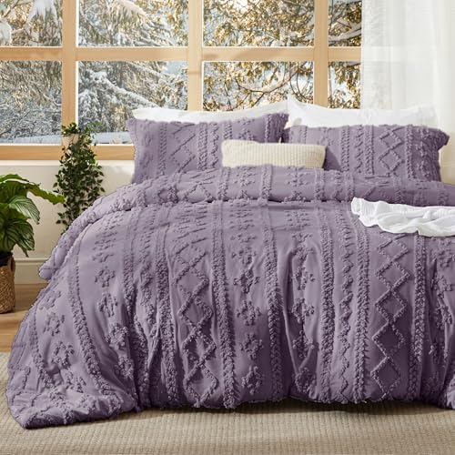 Bedsure Boho Grayish Purple Comforter Set Queen, Bedroom Decor Bedding Set by BEDSURE