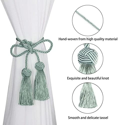 BEL AVENIR 2 Pack Handmade Rope Tassel Curtain Tiebacks - Image 3