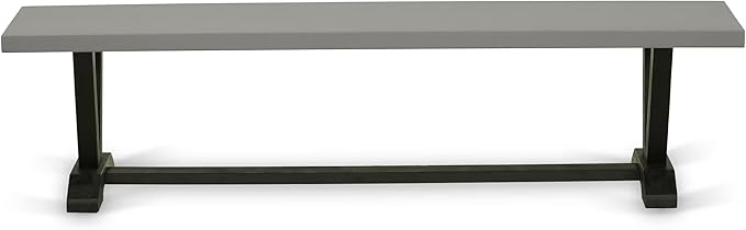 East West Furniture V697MZ650-6 6 Piece Kitchen Table Set Contains a Rectangle Dining Table and 4 Dark Gotham Grey Linen Fabric Parson Chairs with a Bench, 40x72 Inch, Multi-Color