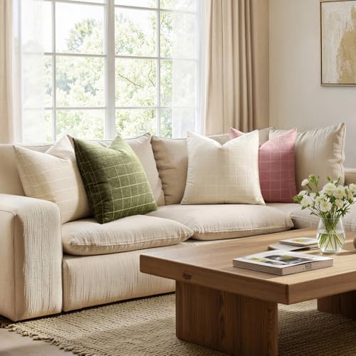 MIULEE Christmas Olive Green Plaid Decorative Throw Pillow Covers - Image 5