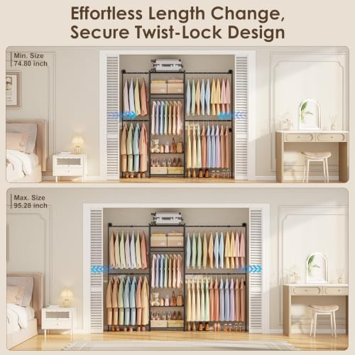 Wall Mounted Closet System, Expandable Clothing Rack - Image 2
