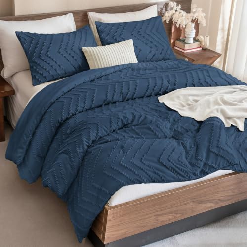 Andency Navy Blue Oversized Queen Comforter Set, 3 Pieces Bedding Set by Andency