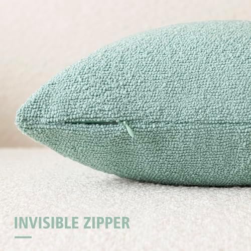 Foindtower Decorative Textured Boucle Throw Pillow Covers 26x26 Aqua Blue - Image 2
