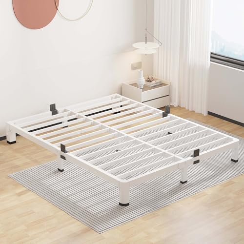4 Inch White King Bed Frame Low Profile by ROIL