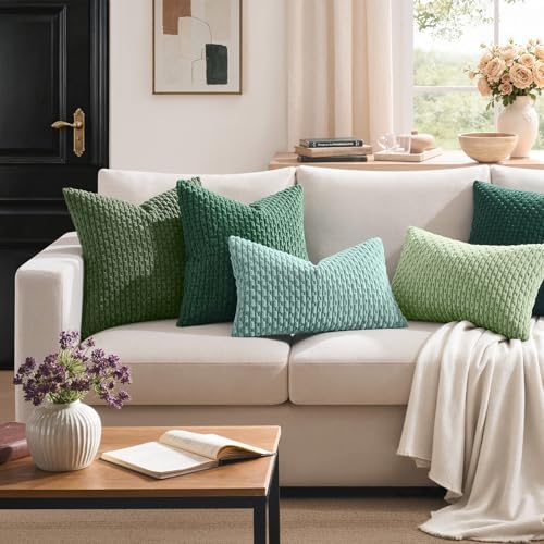 Kevin Textile Soft Corduroy 12"x20" Lumbar Pillow Cover 1 Pack, Moss Green - Image 6
