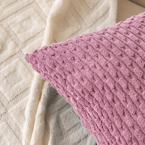 Set of 4 Pink Decorative Throw Pillow Covers 22x22 Inch Corduroy Pillow Covers - Image 6