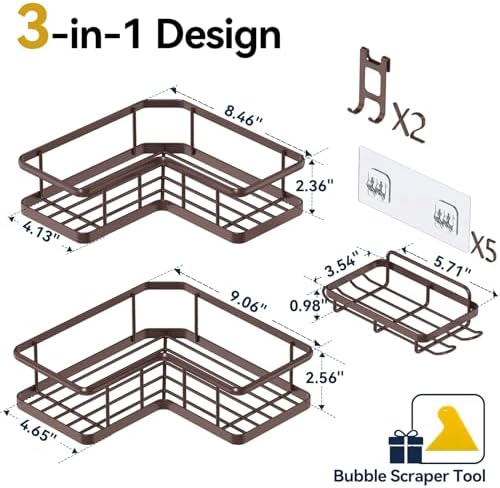 YASONIC Corner Shower Caddy Adhesive, 100% Rustproof Shower Organizer - Image 2