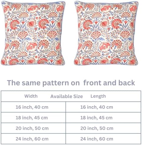 Ridhi Flamingo Pink Block Print Cotton Pillow Cover 24x24 Inch Set of 2 - Image 4