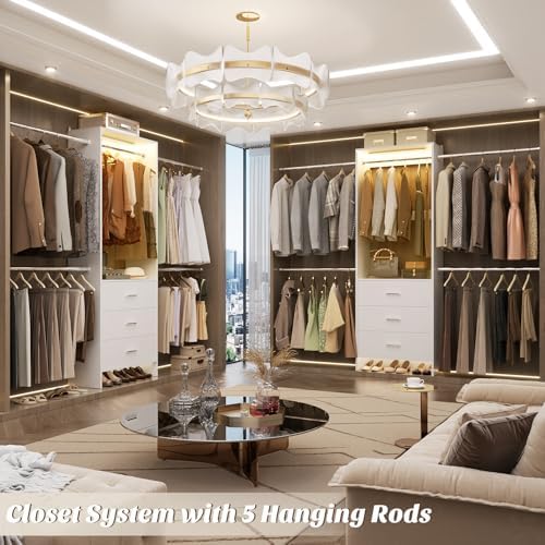 Aheaplus Closet System with Motion-Sensing Light, 3 Wooden Drawers and 4 - Image 3