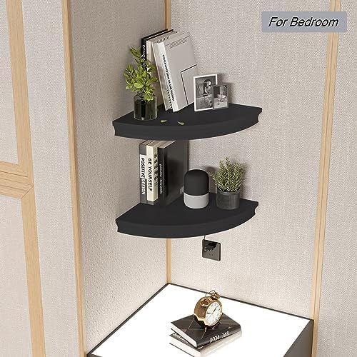 HAO Floating Corner Shelf Invisible Wall Mounted Shelves Radial Shape Cable - Image 2