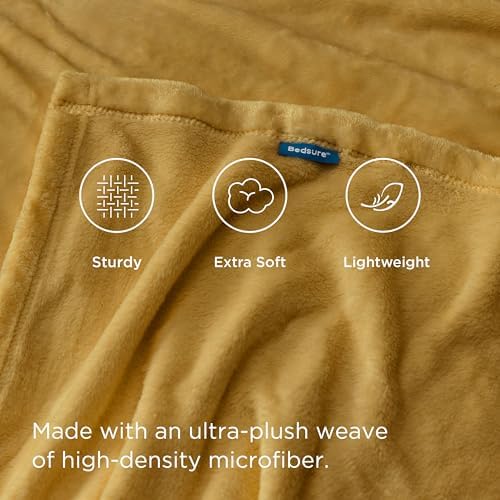 Bedsure GentleSoft Fleece Blanket Twin Size Yellow - Image 4