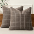 MIULEE Linen Plaid Pillow Covers Fall Decorative 18x18 Brown by MIULEE