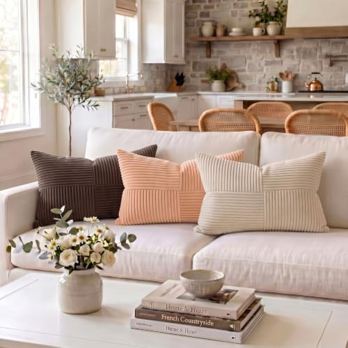 Fancy Homi Peach Lumbar Decorative Throw Pillow Covers 16x28 Inch - Image 2