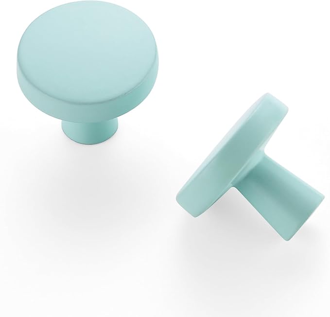 Ravinte 15 Pack Drawer Pulls 1-1/4 Inch Green Kitchen Cabinet Knobs Solid Round Dresser Handles for Simple Cupboard Hardware