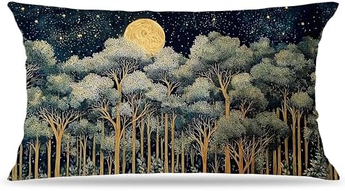Rustic William Morris Night Forest Green Moon Decor Pillow Covers 20x12 by Unknown