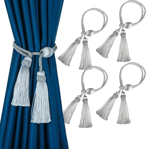 4 Pack Curtain Tiebacks with Tassel, Decorative Curtain Holdback by HedongHexi