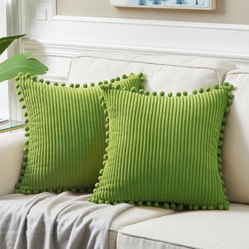Fancy Homi 2 Packs Lime Green Decorative Throw Pillow Covers 16x16 Inch by Fancy+Homi