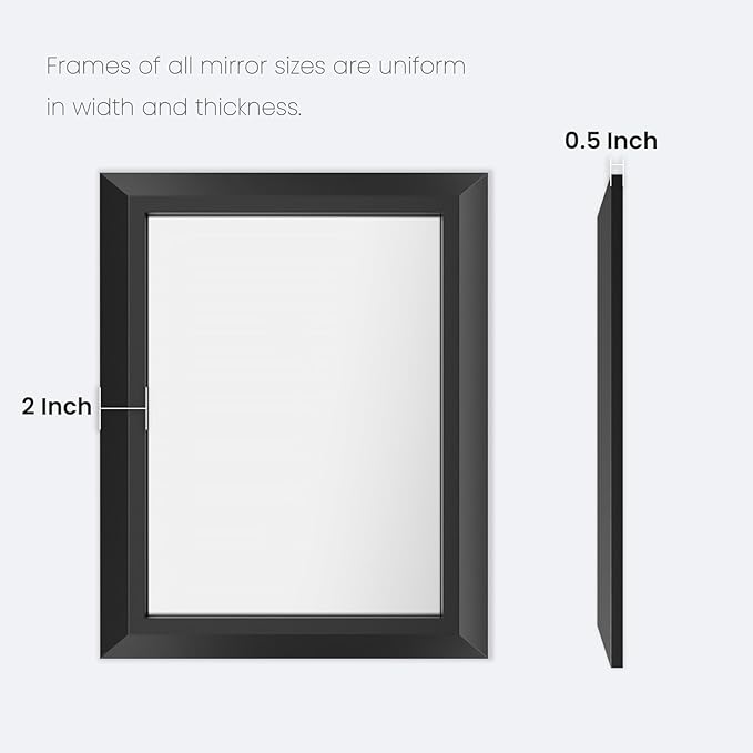 Amorho Black Bathroom Mirror, 36x36 Inch Thick Metal Framed Wall Mirrors for Over Sink, Bedroom, Living Room, Entryway, Rectangle Wall-Mounted Mirrors(Horizontal/Vertical).