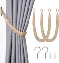 NICEEC 2 Pack Natural Cotton Rope Curtain Tiebacks Elegant Boho Style by NICEEC