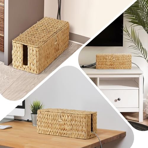 Cable Management Box with Lid, 2 Side Open Slots Storage Box to Hide Cords - Image 6